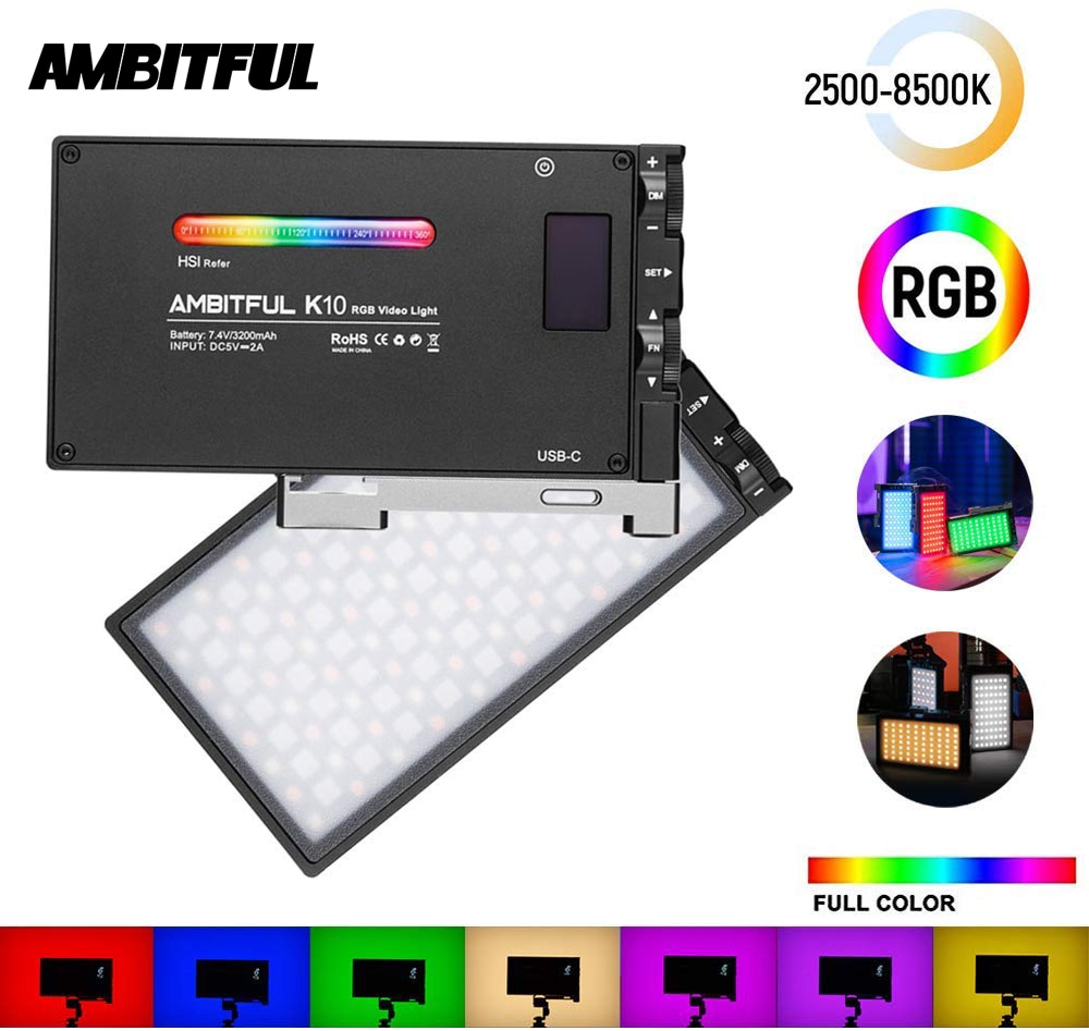 AMBITFUL K10 RGB 2500K-8500K   Ǯ ÷ LED..